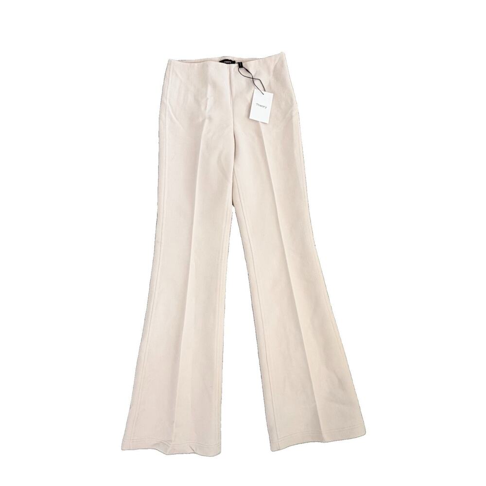 New Theory Demitria D Saxton Virgin Wool Pearl Ivory Pants 0 (27 x 31) $355 NWT
